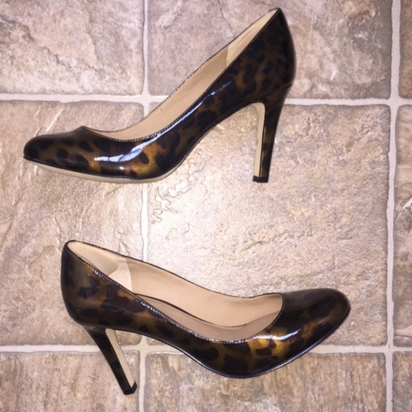 leopard patent heels